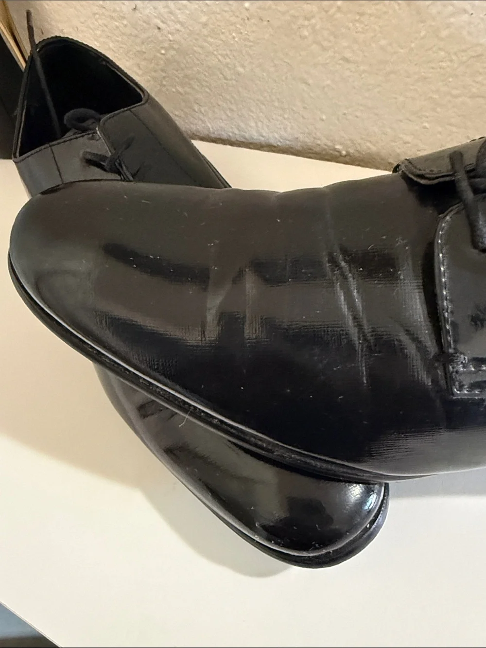 Aldo Black Patent Lace-Up Derby Shoes